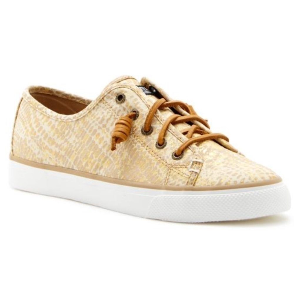 Sperry Seacoast Python Linen Gold Slip On Shoes S… - image 2